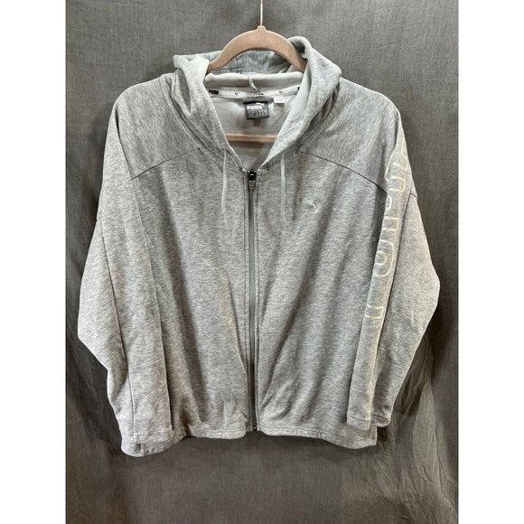 Puma Sweater‎ Womens Extra Small Gray Full Zip Long Sleeve Hoodie Ladies - Picture 1 of 8